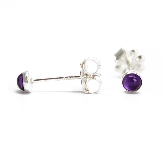 Load image into Gallery viewer, Tiny 3mm Amethyst Stud Earrings
