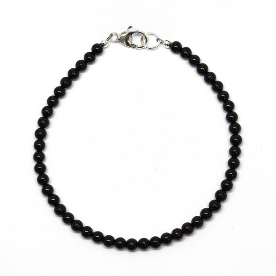 Onyx Bracelet, Small 3mm with Sterling Silver or Gold Filled Clasp