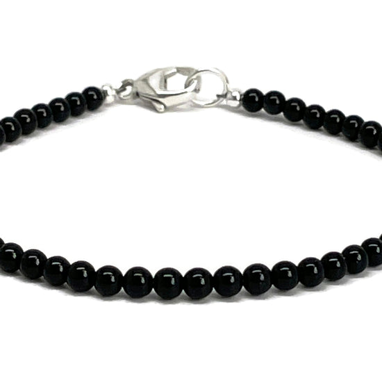 Onyx Bracelet, Small 3mm with Sterling Silver or Gold Filled Clasp