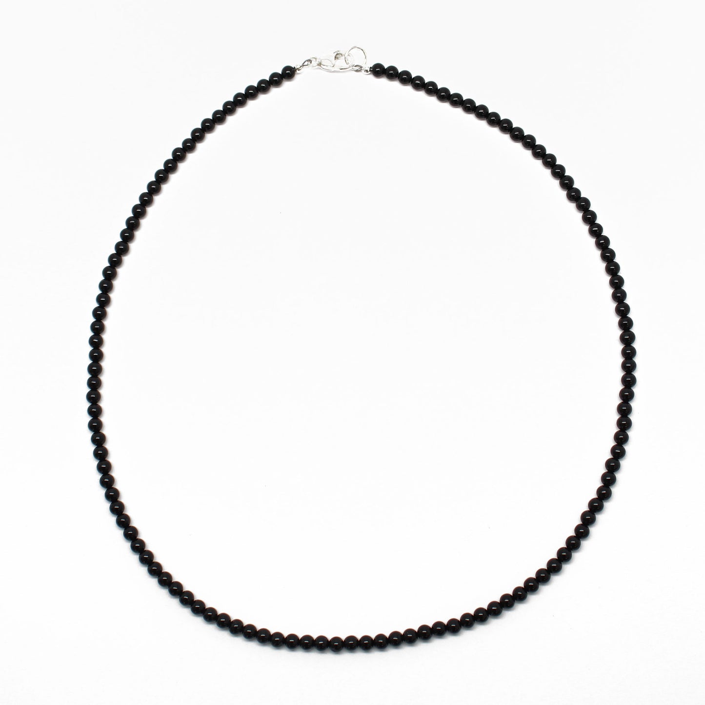 Black Onyx Necklace with Sterling Silver Clasp-3mm