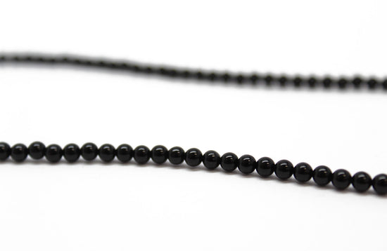 Black Onyx Necklace with Sterling Silver Clasp-3mm