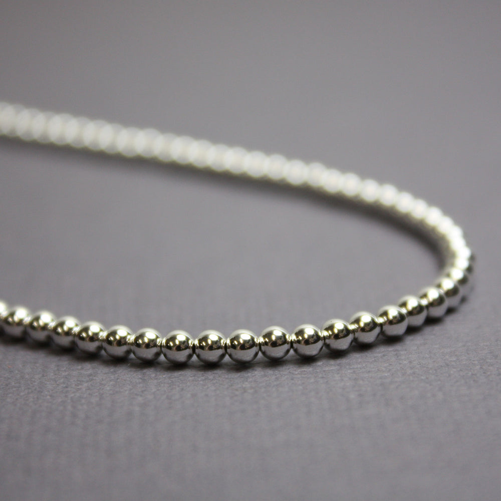 Sterling Silver Bead Necklace-3mm