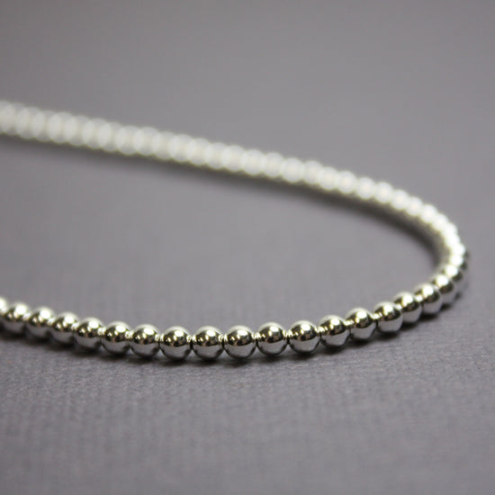 Sterling Silver Bead Necklace-3mm