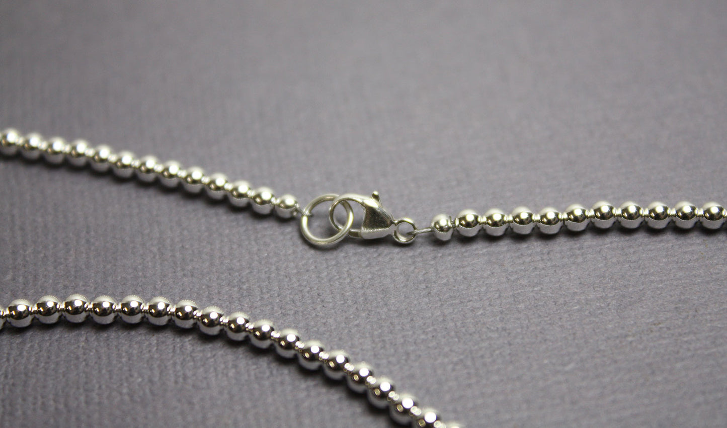 Sterling Silver 3mm Beads On Link Box Chain Necklace 16 Pendant Charm Ball  Beadsed: 16789893873715