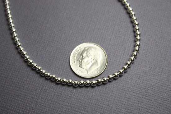 Sterling Silver Bead Necklace-3mm