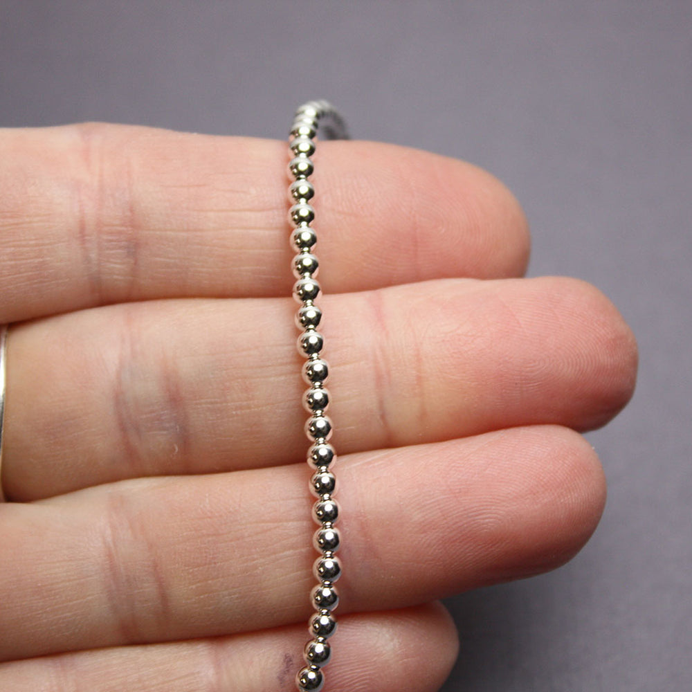 
                      
                        Sterling Silver Bead Necklace-3mm
                      
                    