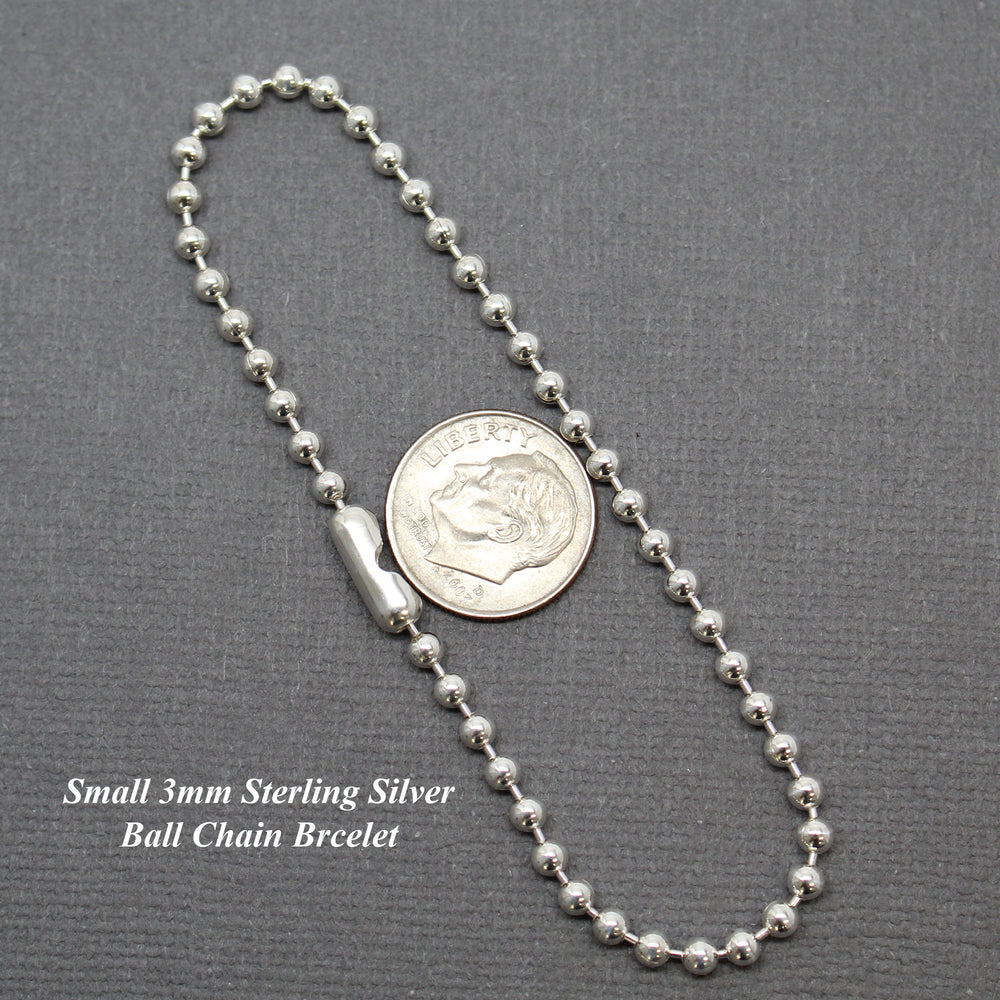 
                      
                        3mm Sterling Silver Bead Ball Chain Bracelet or Necklace
                      
                    
