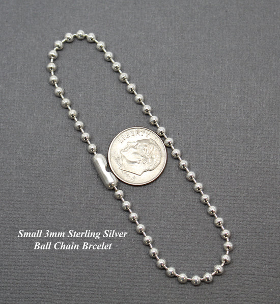 925 Sterling Silver 4mm-6mm Bead Ball Chain Bracelet Handmade All Size for  Women | eBay