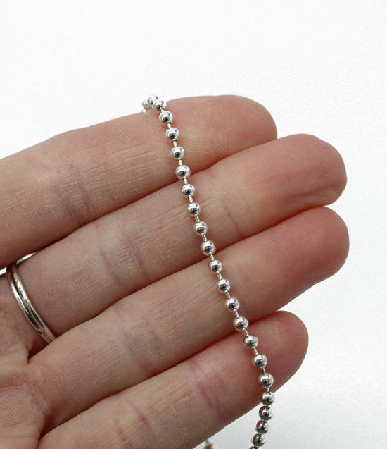 3mm Sterling Silver Bead Ball Chain Bracelet or Necklace