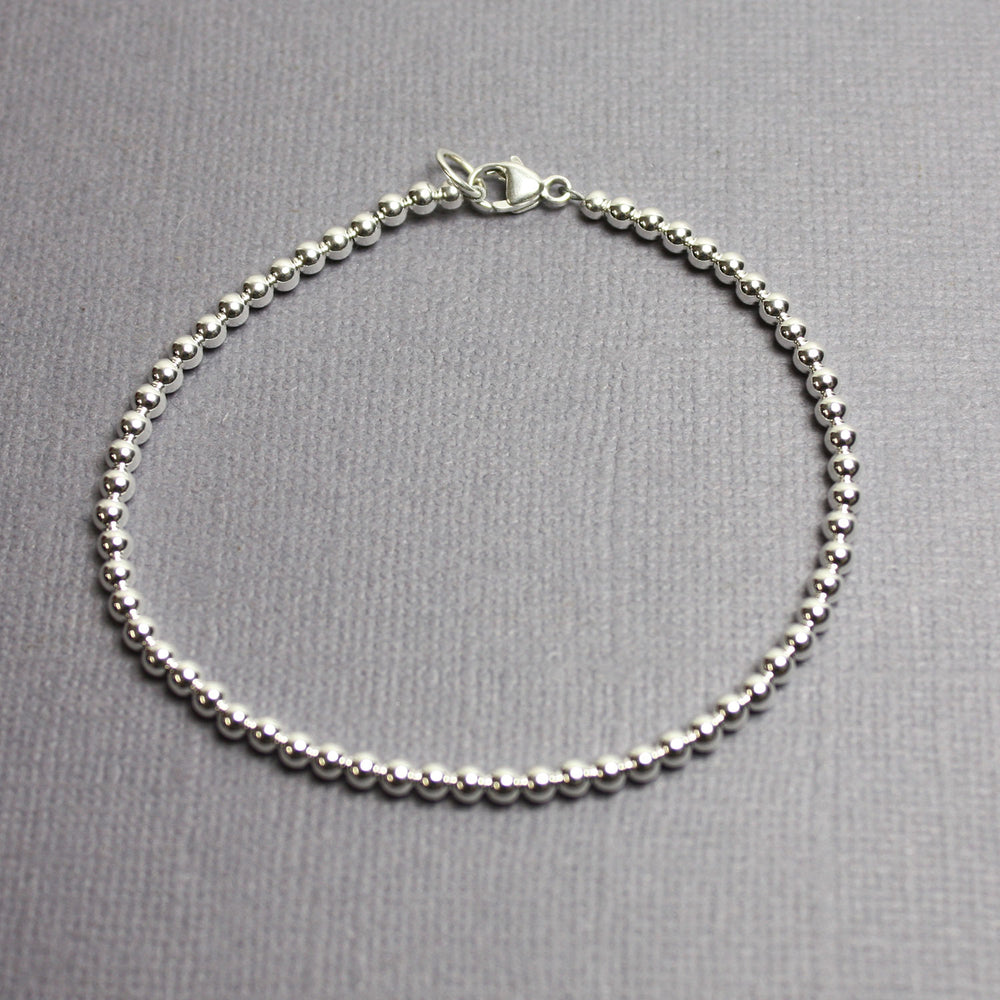 Sterling Silver Bead Bracelet-3mm