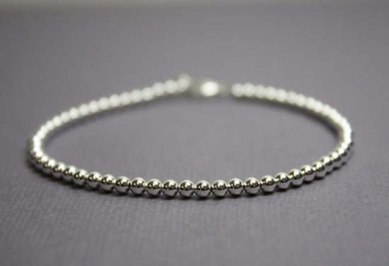 Sterling Silver 8in Hollow Bracelet with 10mm Beads JJCH877_8