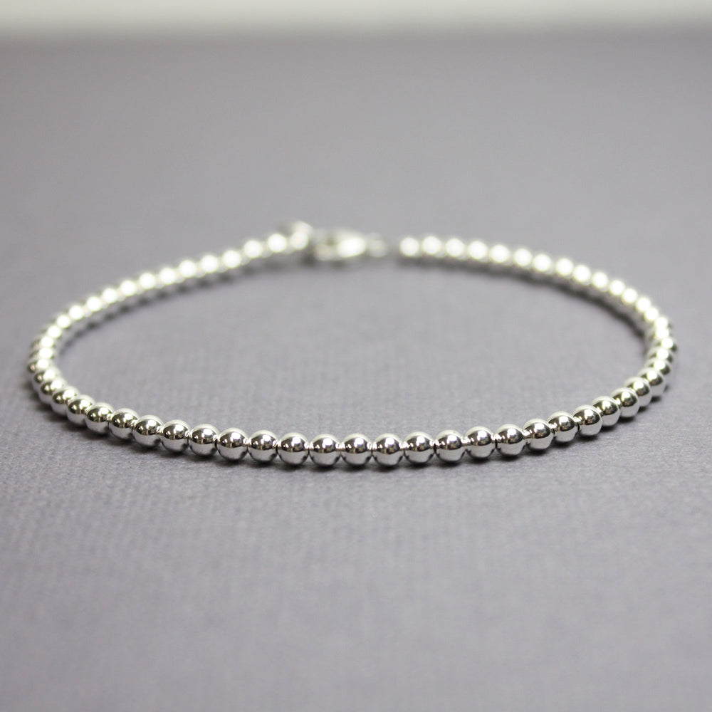 Sterling Silver Bead Bracelet-3mm