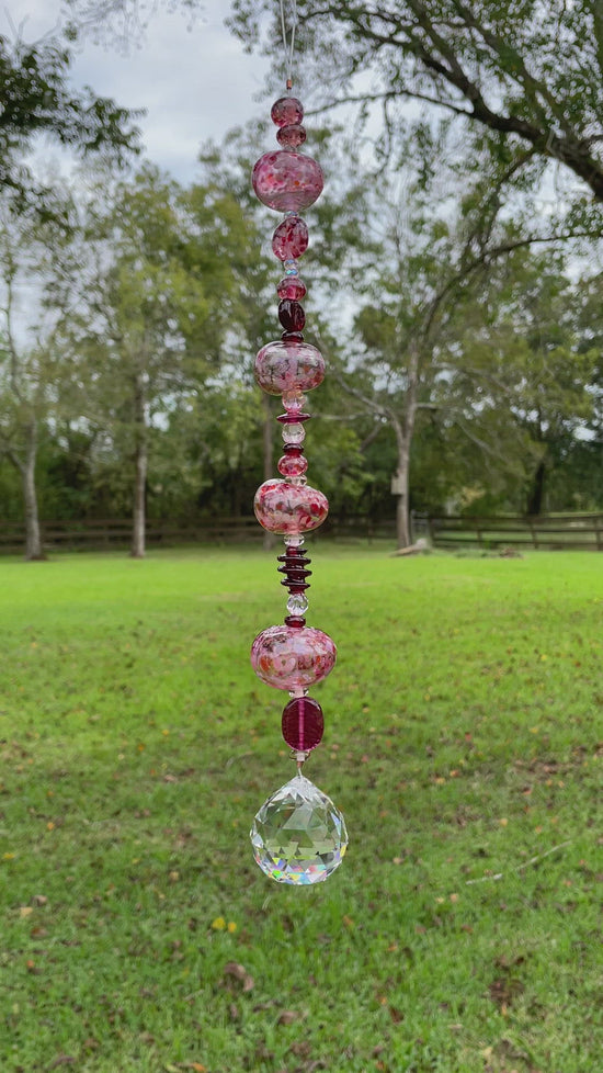 Load and play video in Gallery viewer, Pink Blown Glass Suncatcher
