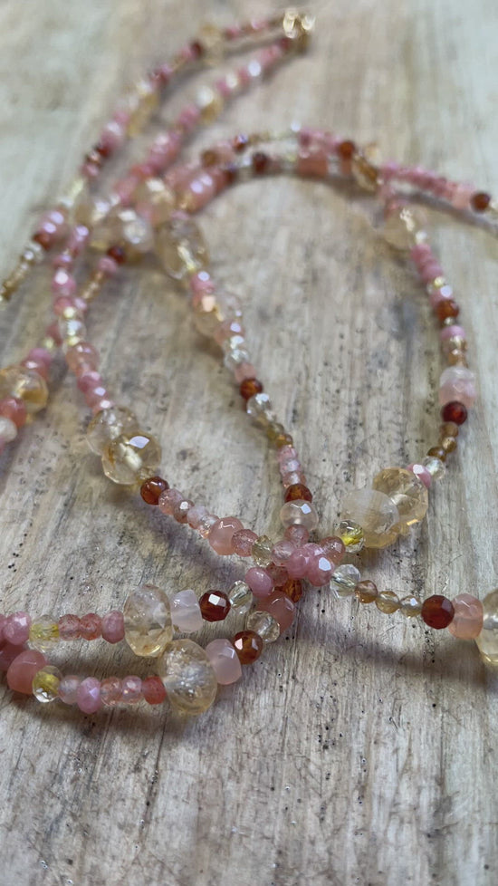 Load and play video in Gallery viewer, Citrine, Sunstone, Tourmaline Gemstone Necklace

