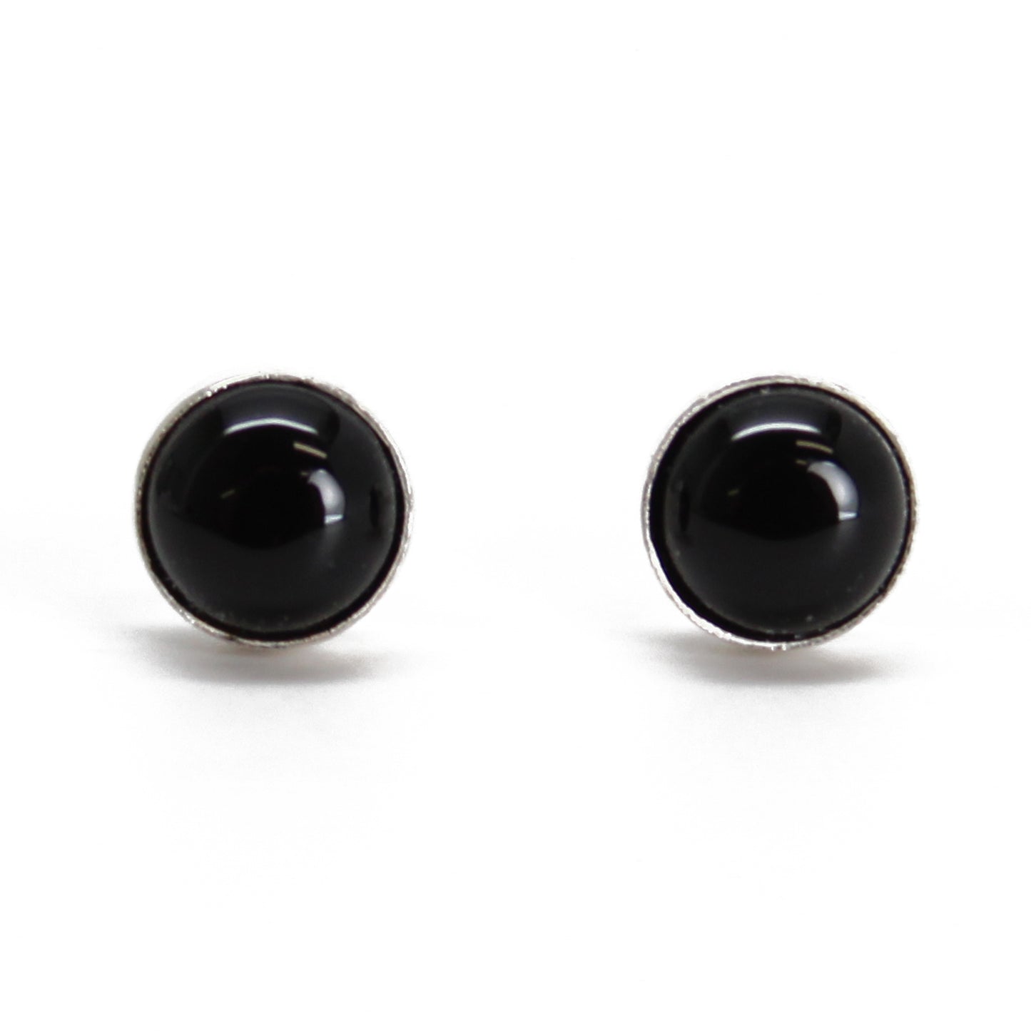 Handmade Black Onyx Stud Earrings, Small 4mm
