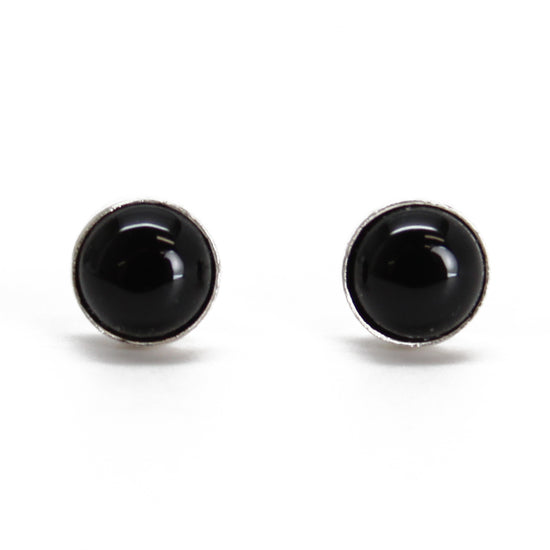 Handmade Black Onyx Stud Earrings, Small 4mm