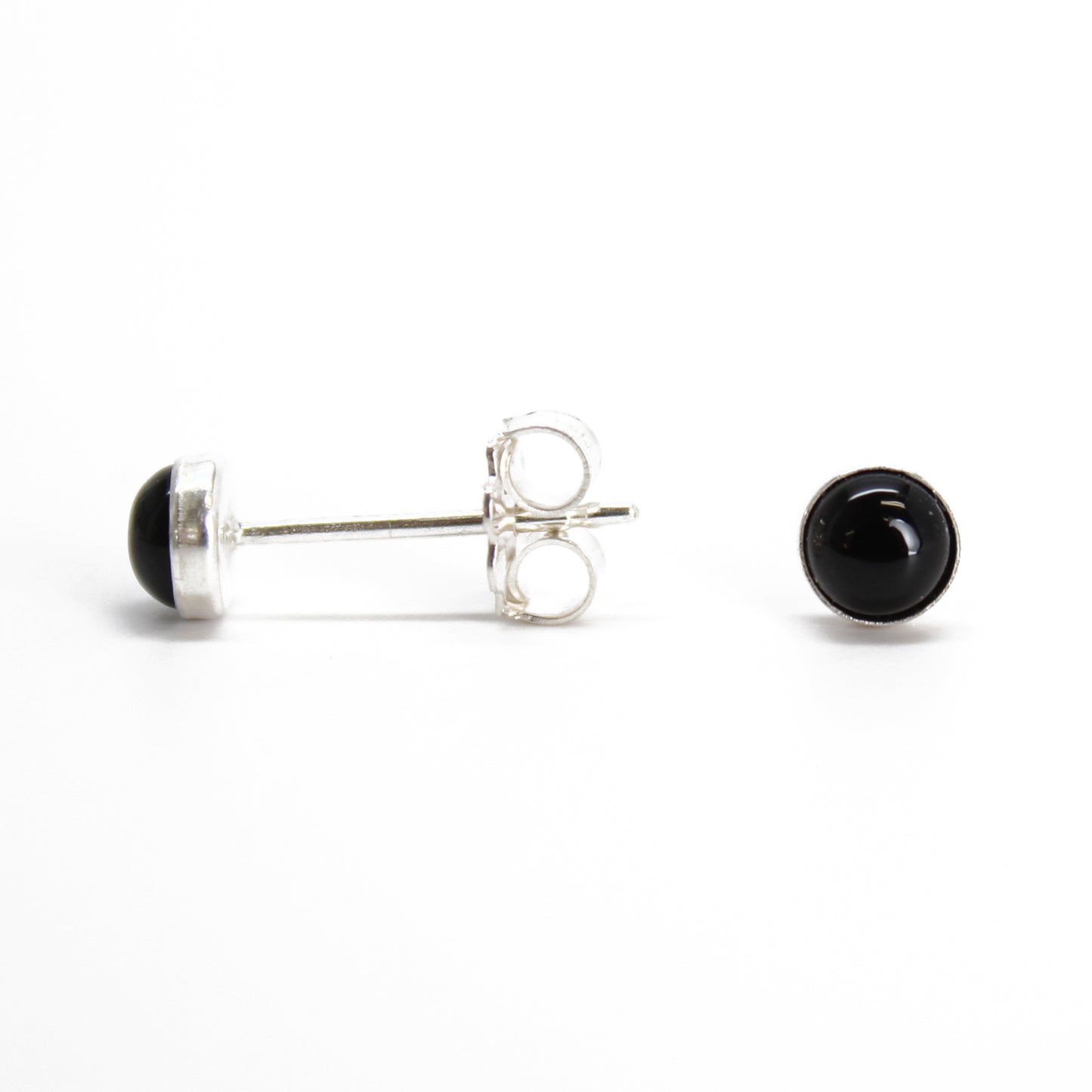 Black Onyx Stud Earrings, Small 4mm