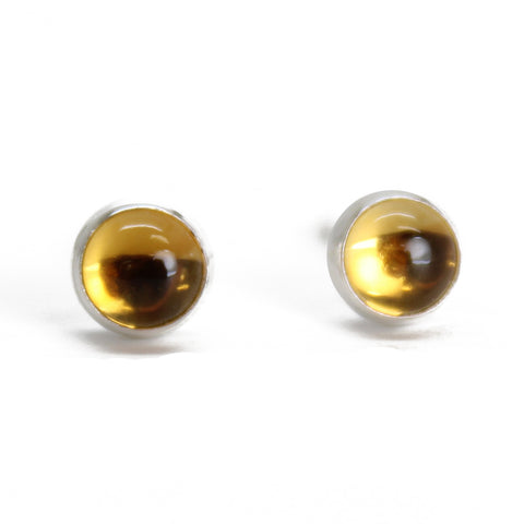 Handmade 4mm Citrine Stud Earrings 