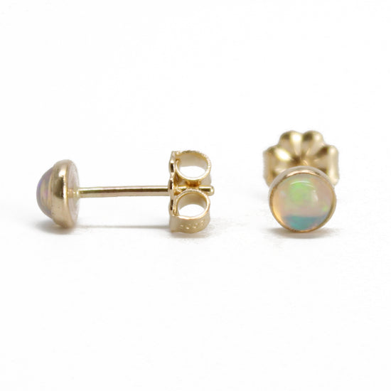 4mm Genuine Opal Stud Earrings in 14K Gold Fill