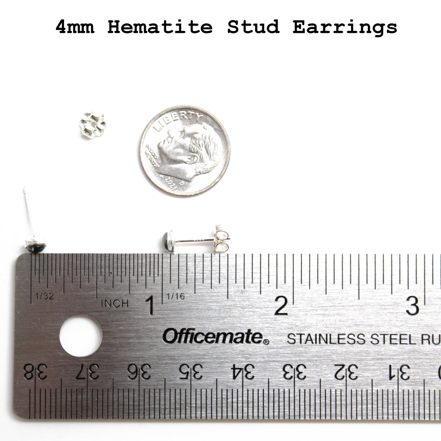 4mm Hematite Stud Earrings