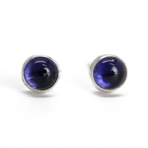 Handmade 4mm Iolite Stud Earrings 