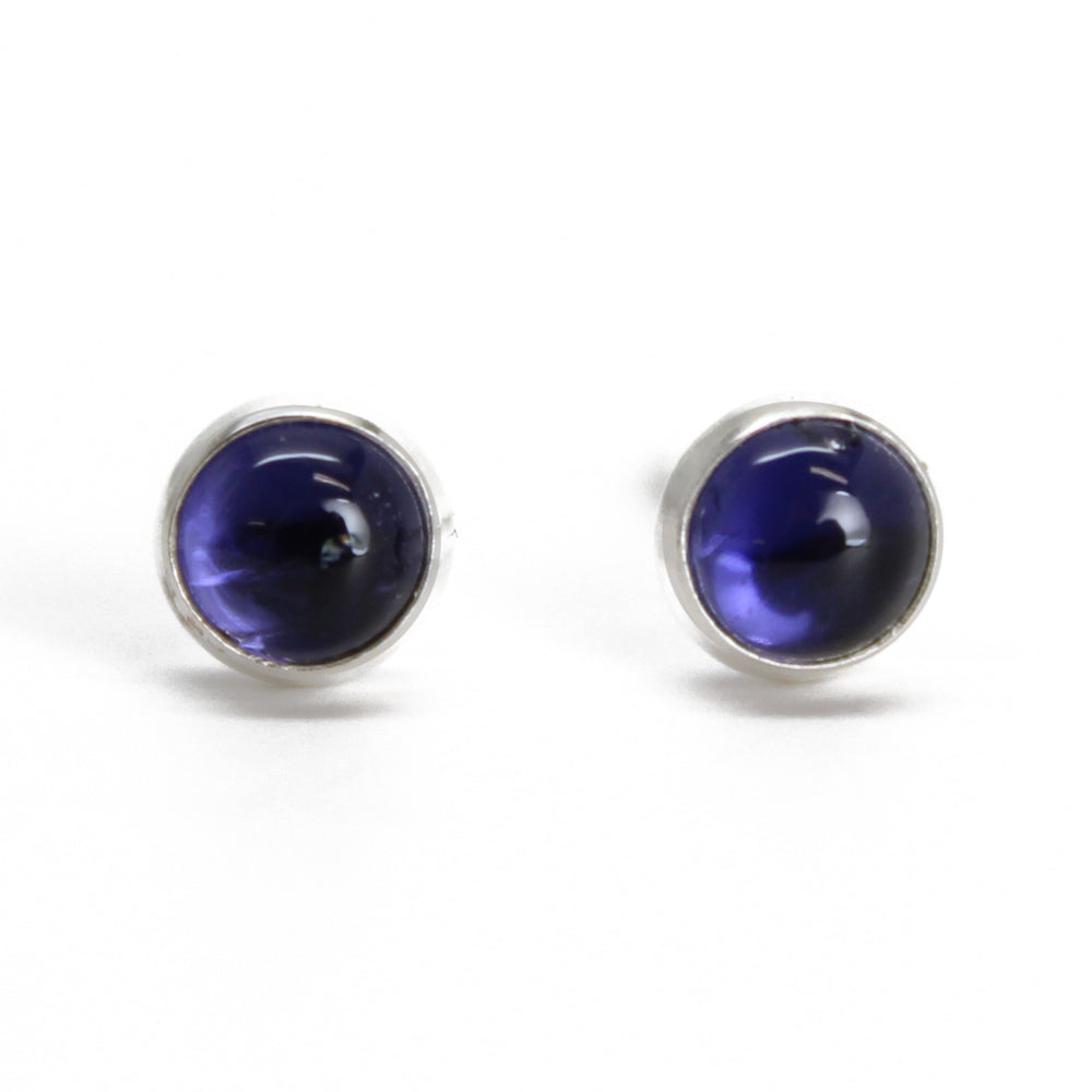 Handmade 4mm Iolite Stud Earrings 