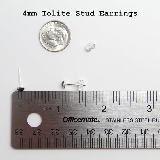 Load image into Gallery viewer, Small 4mm Iolite Stud Earrings 
