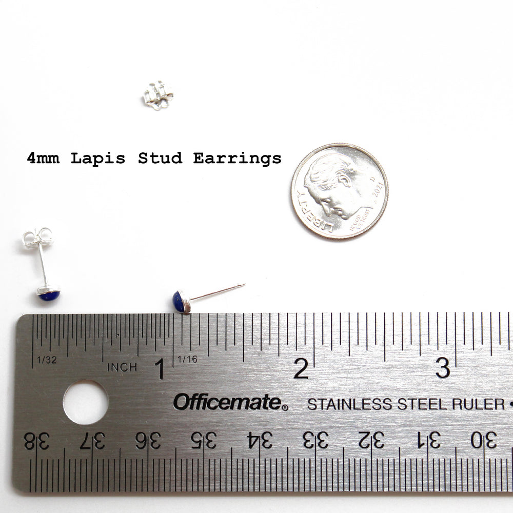
                      
                        Small 4mm Lapis Stud Earrings 
                      
                    