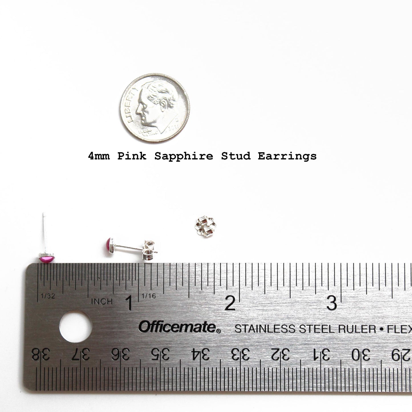 Load image into Gallery viewer, Pink Sapphire Stud Earrings 4mm in Sterling Silver
