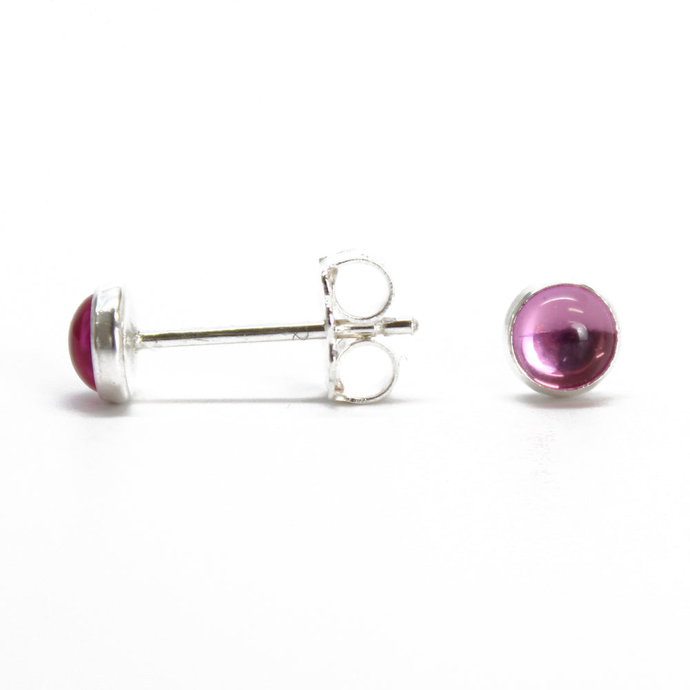 Pink Sapphire Stud Earrings 4mm in Sterling Silver