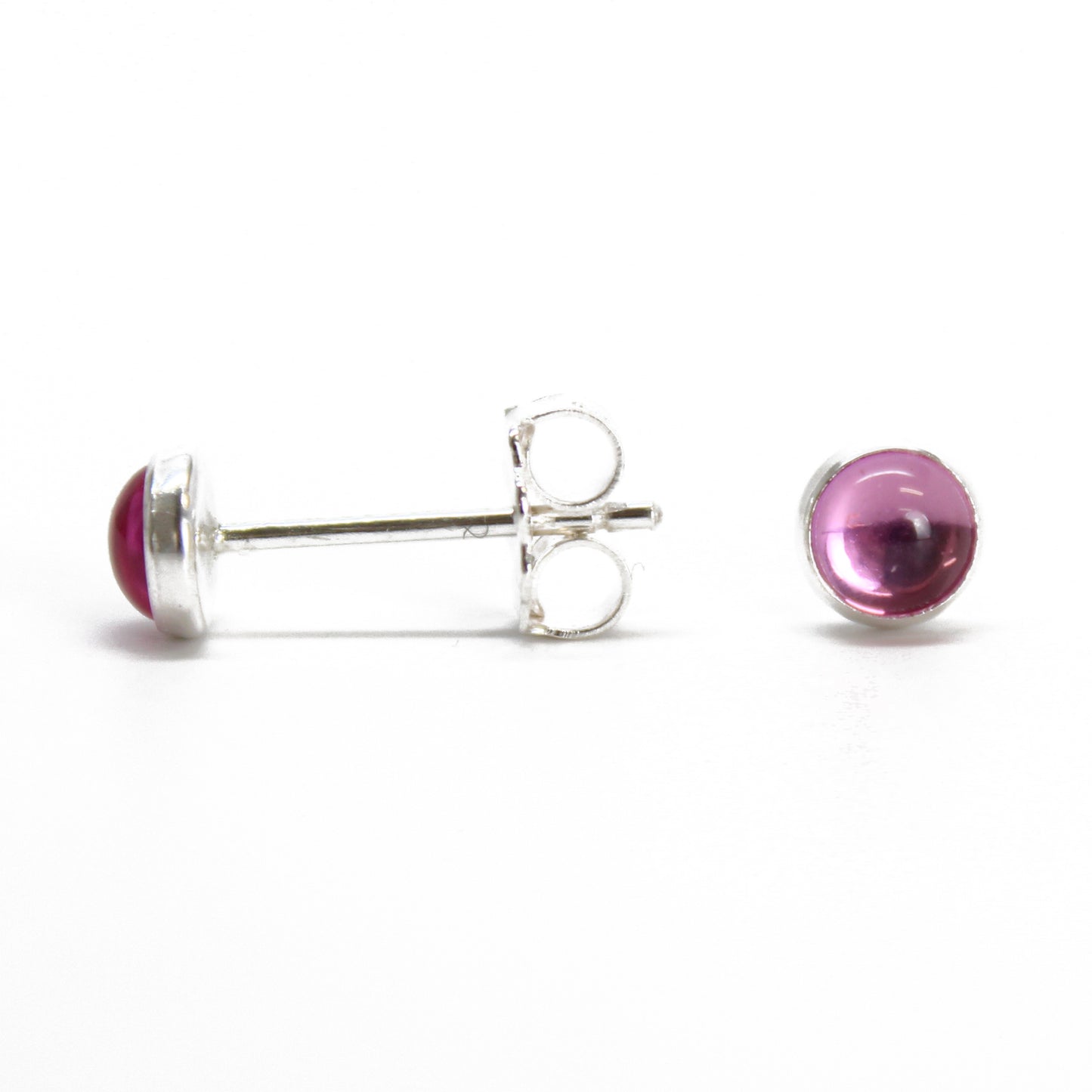 Pink Sapphire Stud Earrings 4mm in Sterling Silver
