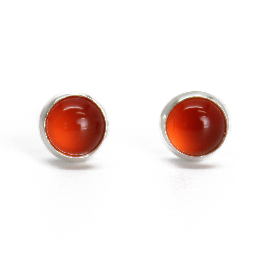 4mm Red Carnelian Stud Earrings 