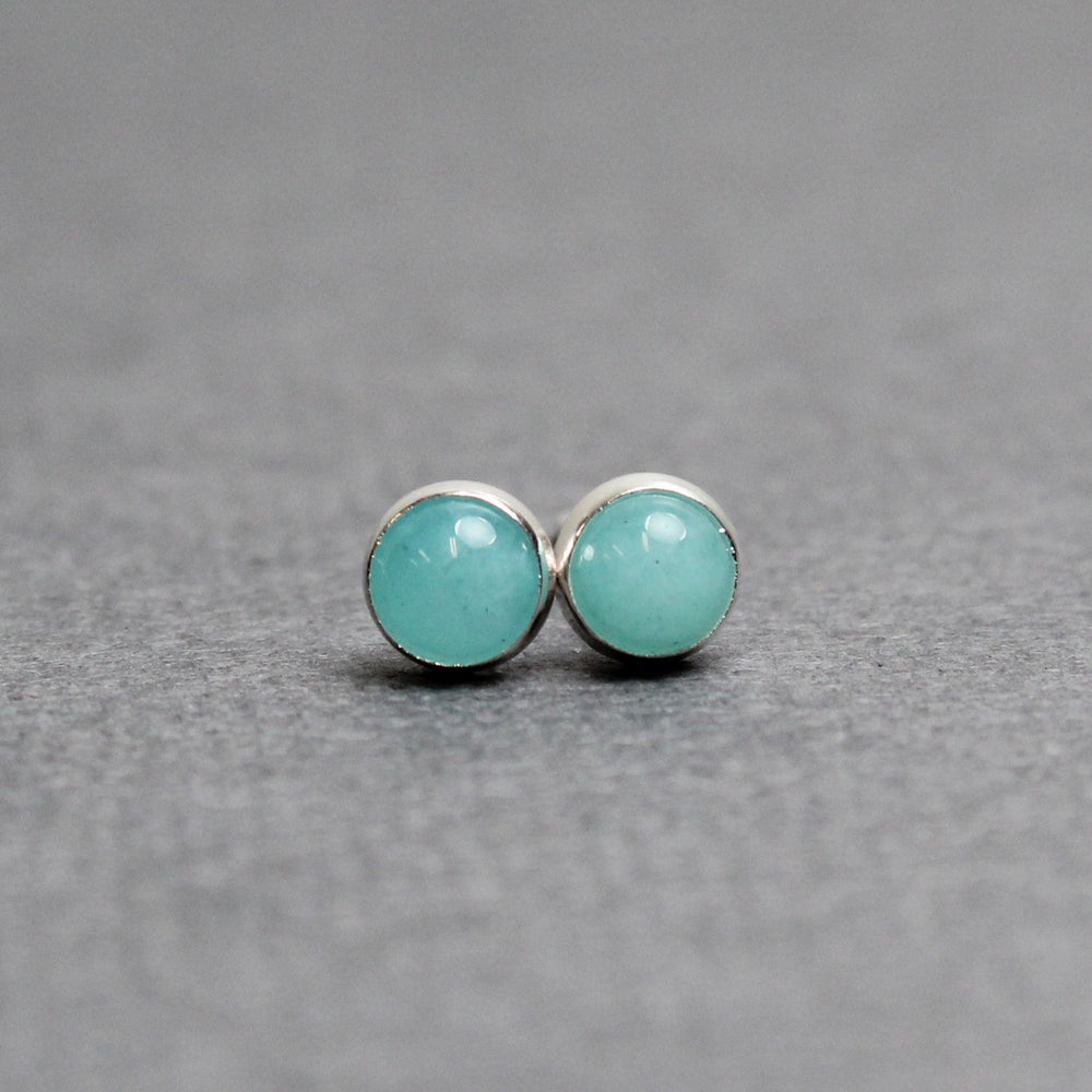 
                      
                        Amazonite Stud Earrings, Small 4mm in Sterling Silver
                      
                    