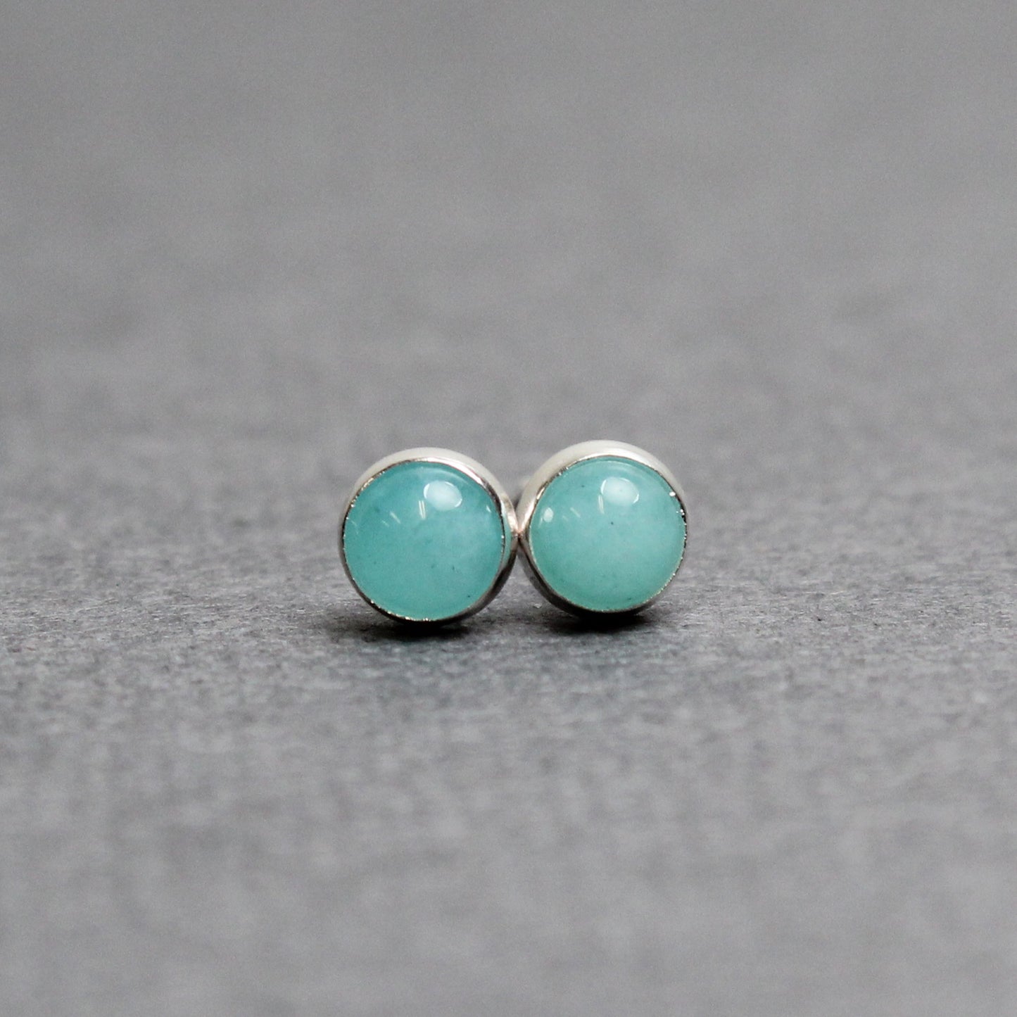 Load image into Gallery viewer, Amazonite Stud Earrings, Small 4mm in Sterling Silver
