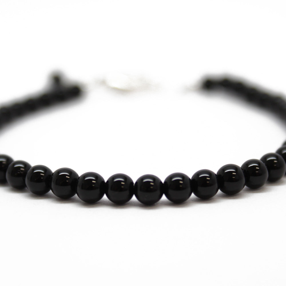 
                      
                        Black Onyx Bracelet, 4 mm, Sterling Clasp, Adjustable 7" to 8"
                      
                    