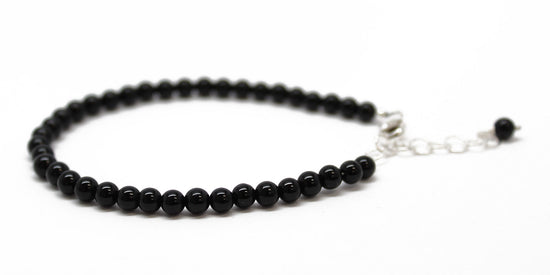 Load image into Gallery viewer, Black Onyx Bracelet, 4 mm, Sterling Clasp, Adjustable 7&amp;quot; to 8&amp;quot;

