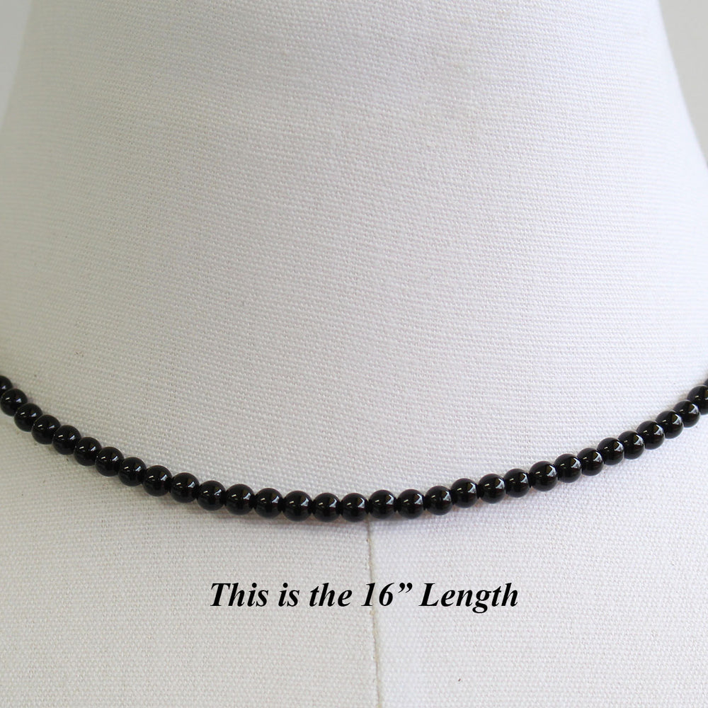 
                      
                        Black Onyx Necklace with Sterling Silver or Gold Filled Clasp, 4mm
                      
                    