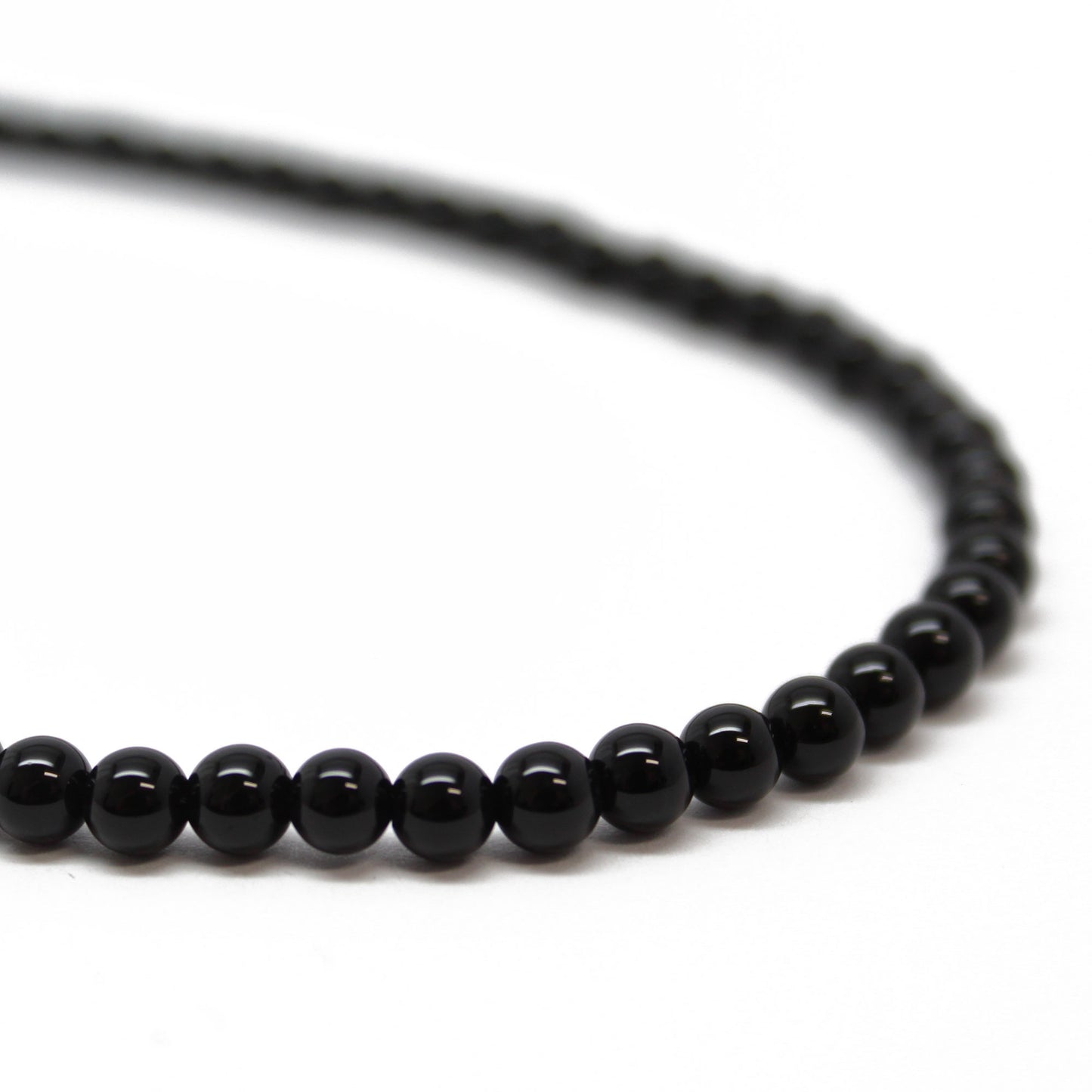 Black Onyx Necklace with Sterling Silver or Gold Filled Clasp, 4mm