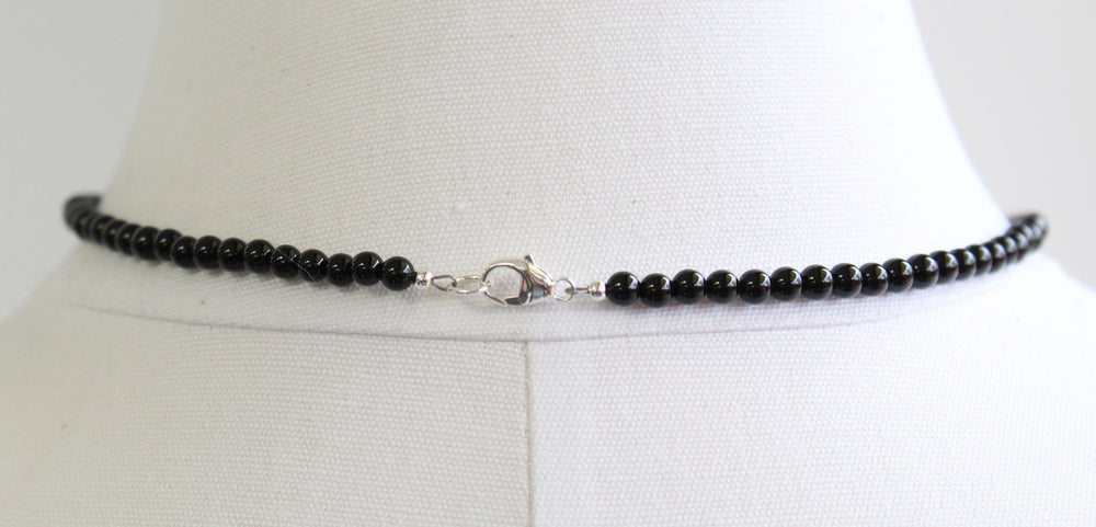 
                      
                        Black Onyx Necklace with Sterling Silver or Gold Filled Clasp, 4mm
                      
                    