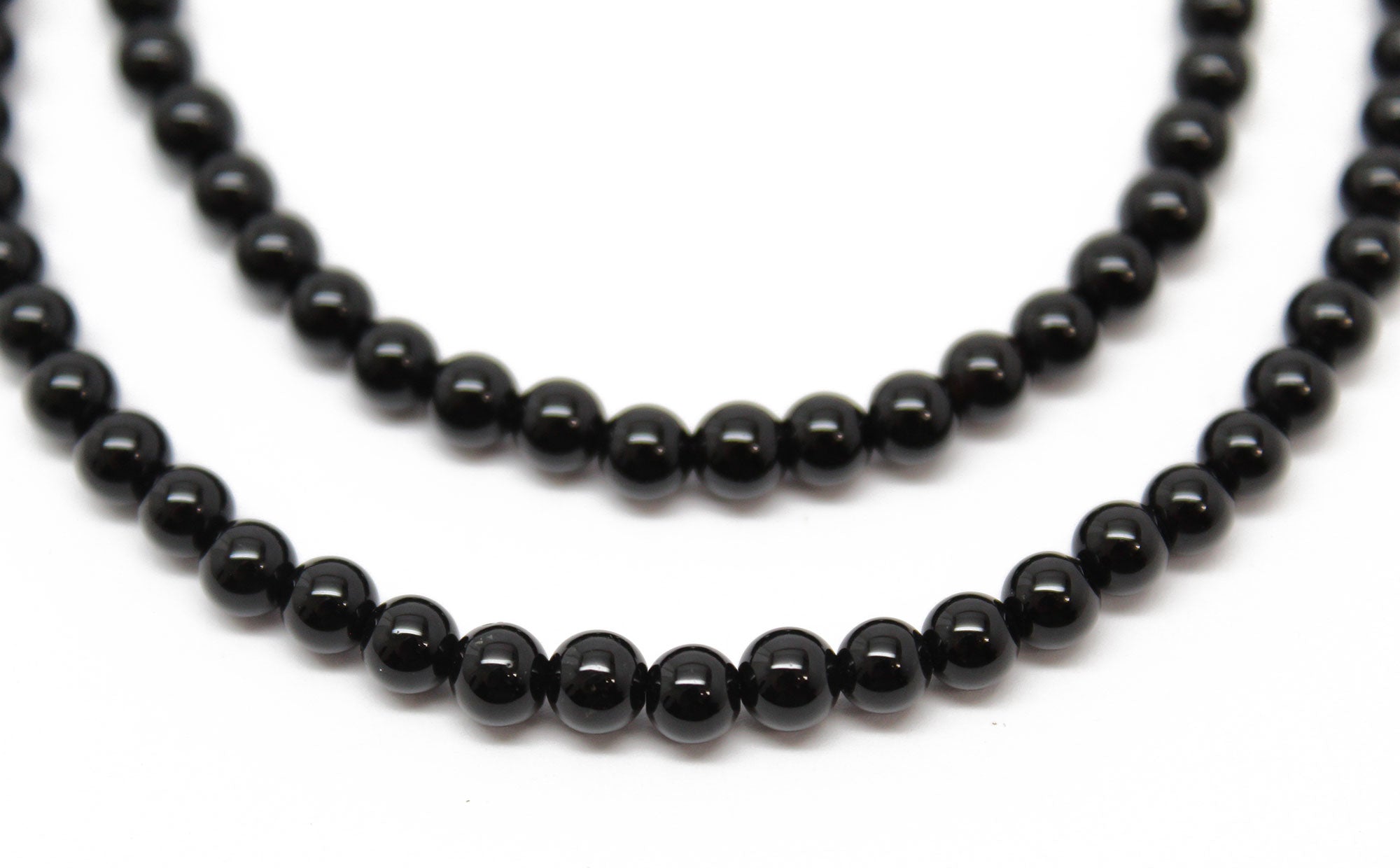 Vintage sterling silver 4mm black onyx bead toggle necklace sale size 17in