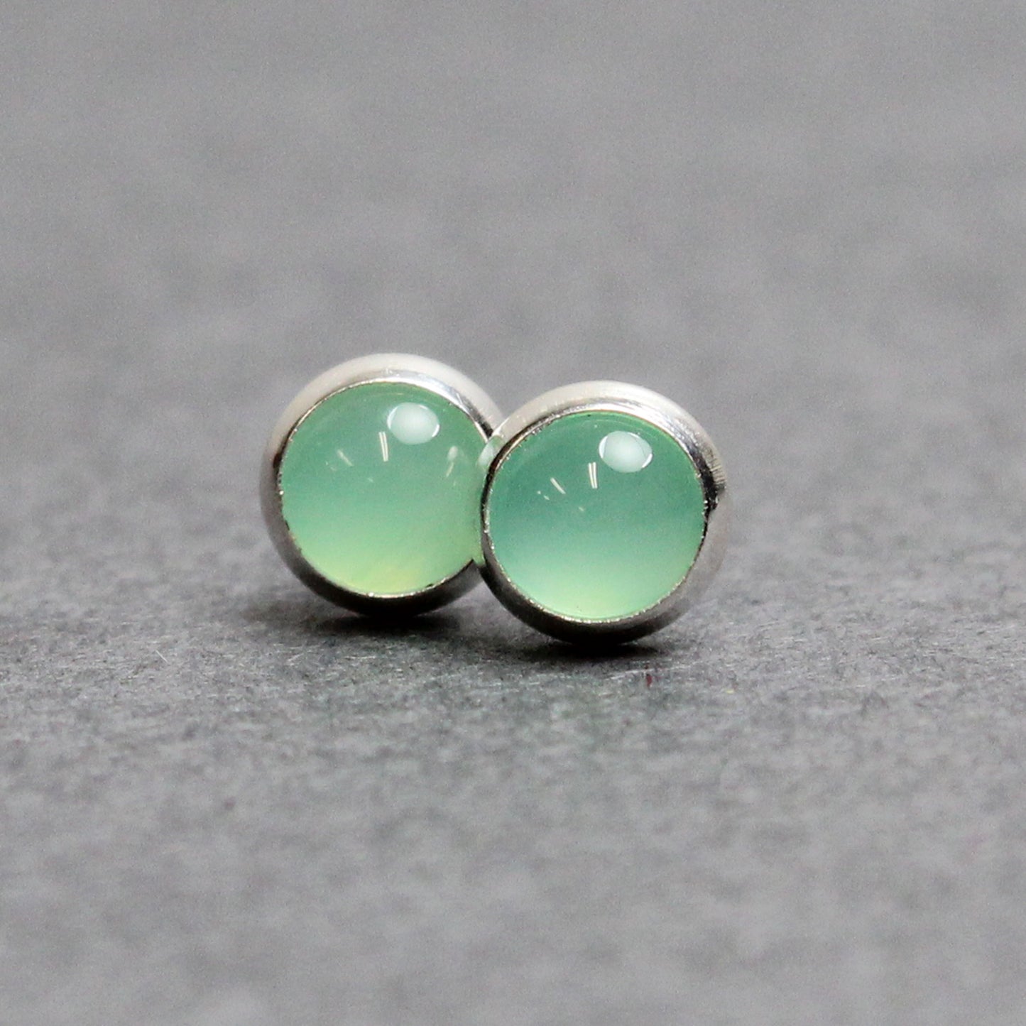 Load image into Gallery viewer, Chrysoprase Stud Earrings in Sterling Silver, 4mm
