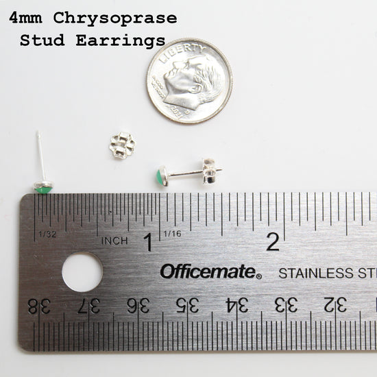 4mm Chrysoprase  Stud Earrings
