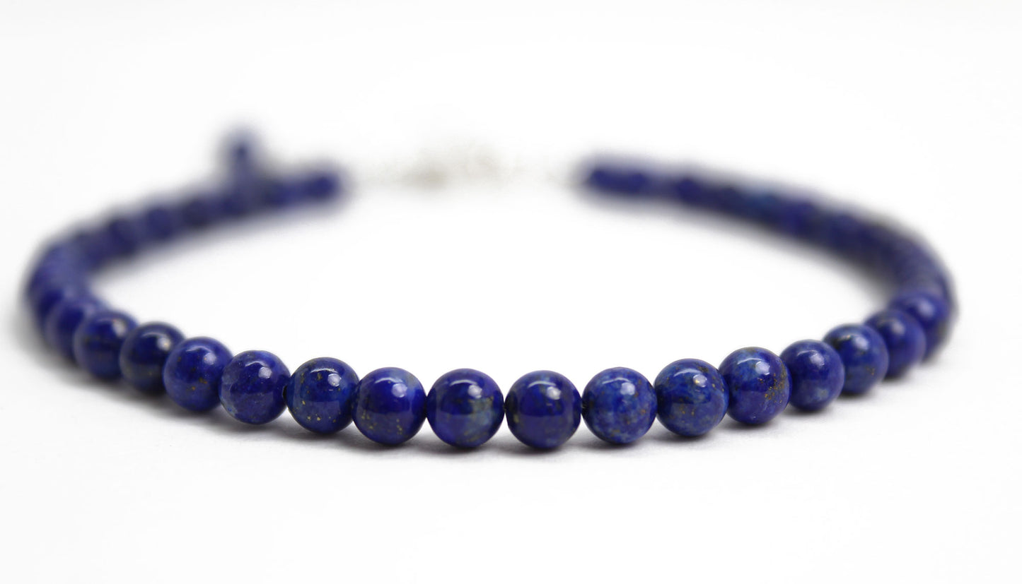 Lapis Lazuli Bracelet-4mm Lapis Beads-Adjustable