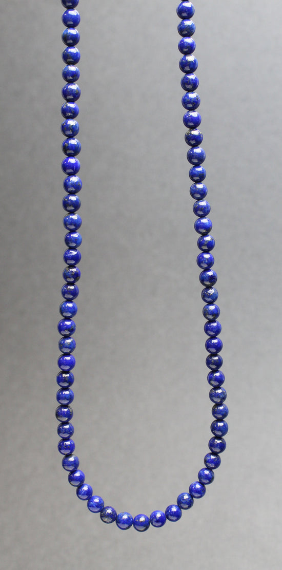 4mm Lapis Lazuli Bead Necklace Strand with Sterling Silver Clasp