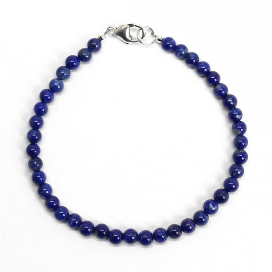 Lapis Lazuli Bracelet, 4mm with Sterling Silver  Clasp