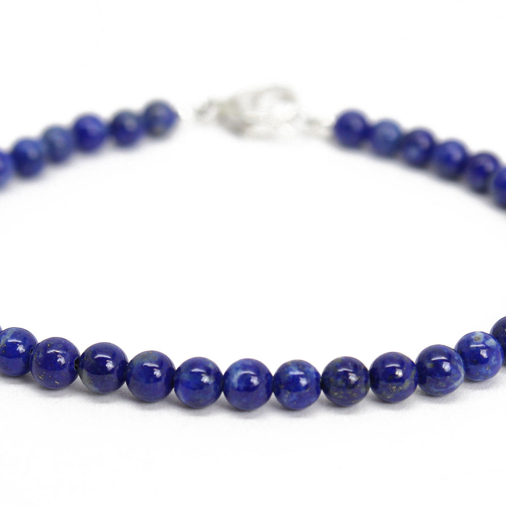 
                      
                        Beautiful Lapis Lazuli Bracelet, 4mm with Sterling Silver or Gold Filled Clasp
                      
                    