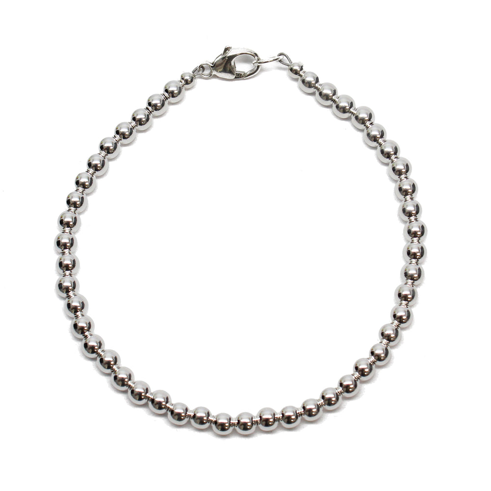 4mm Sterling Silver Bead Bracelet