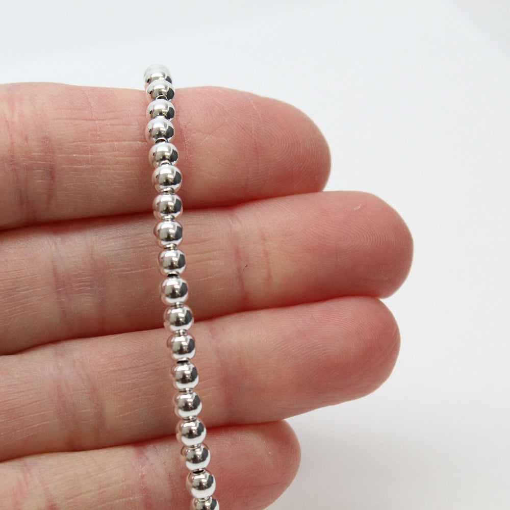 
                      
                        4mm Sterling Silver Bead Bracelet
                      
                    