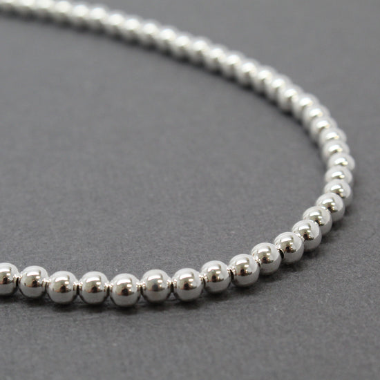 Small  4mm Sterling Silver Bead Necklace Strand