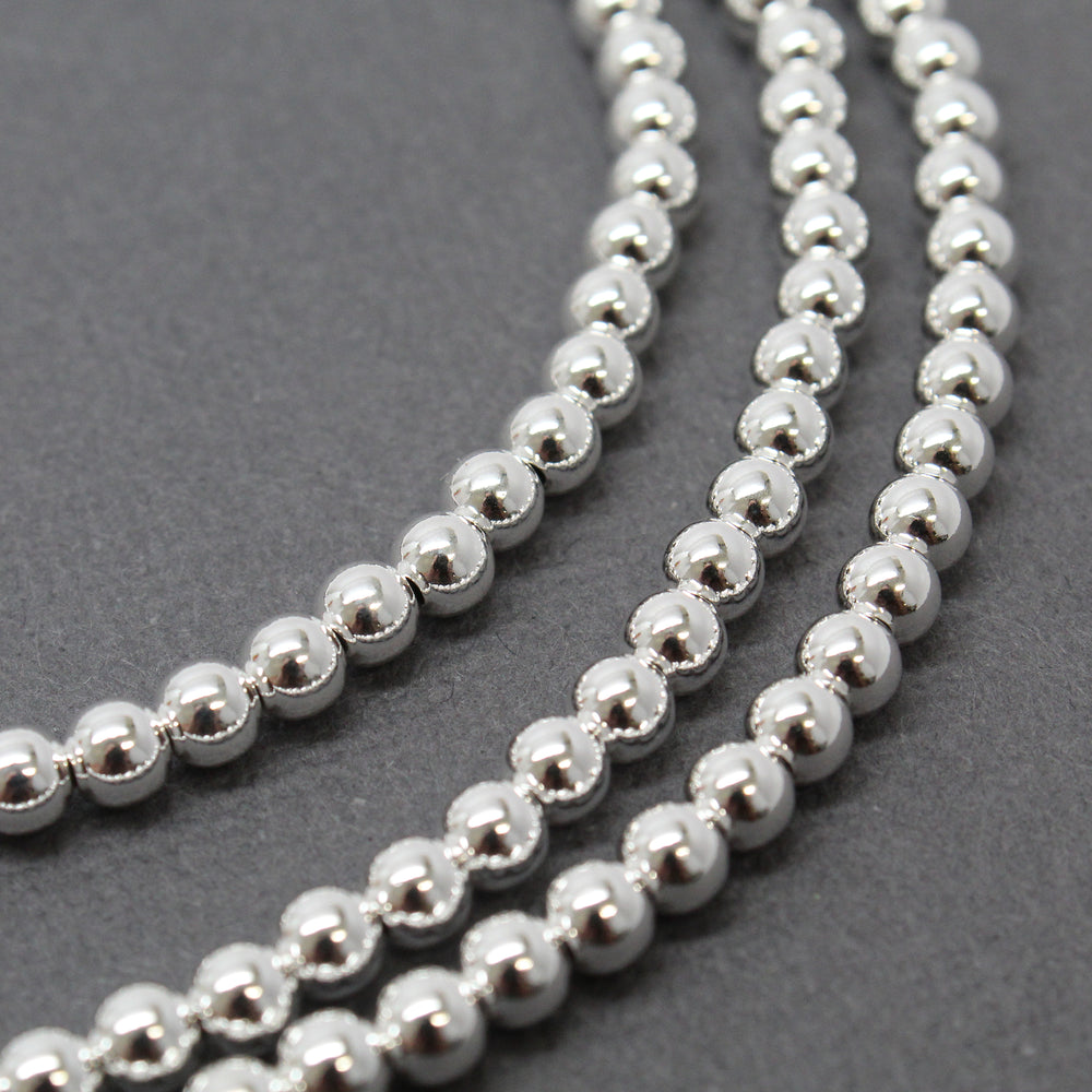 
                      
                        4mm Sterling Silver Bead Necklace Strand
                      
                    